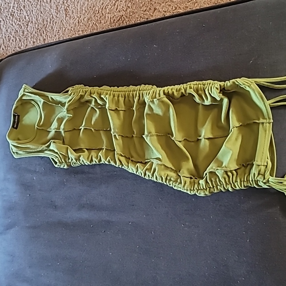 Ruched Green Prettylittlething Dress Size 2 EUC